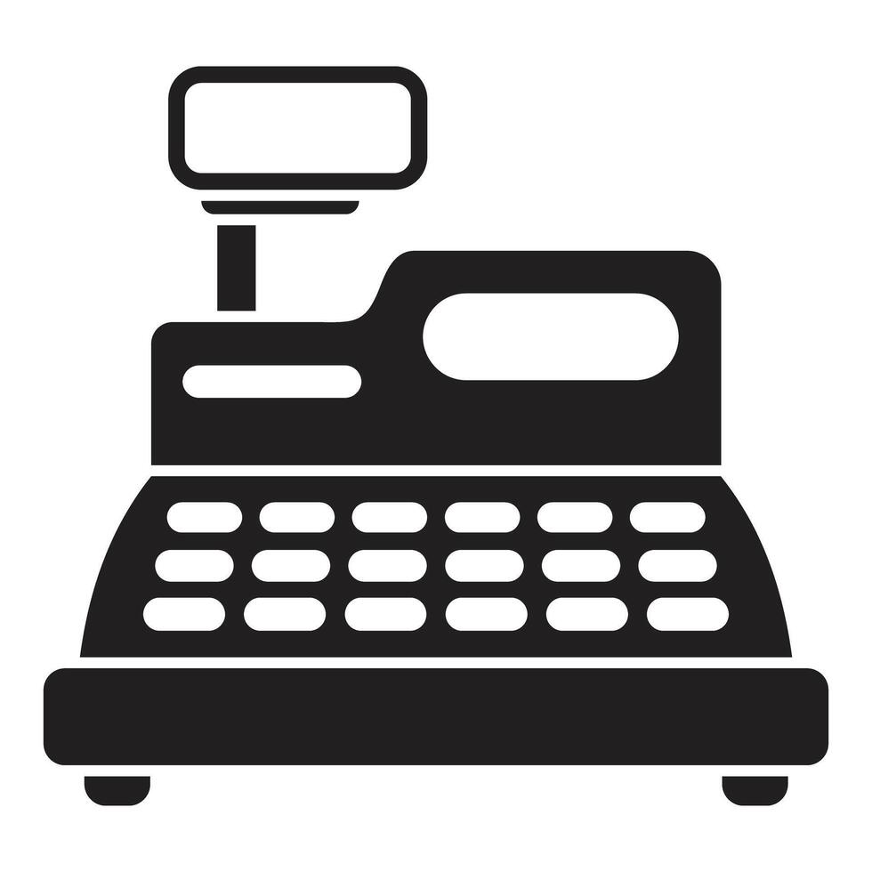 Cash register machine processing sales transactions in retail store vector