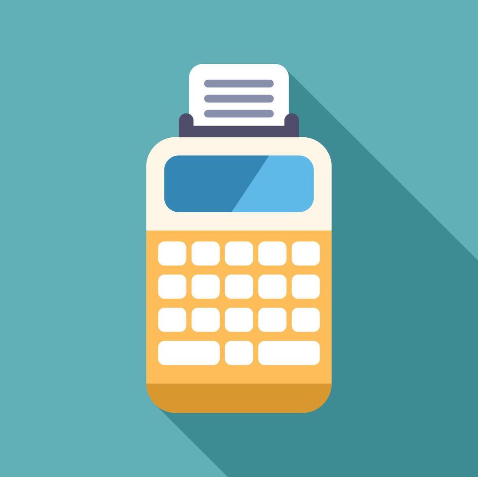 Modern pos terminal printing receipt on teal background vector