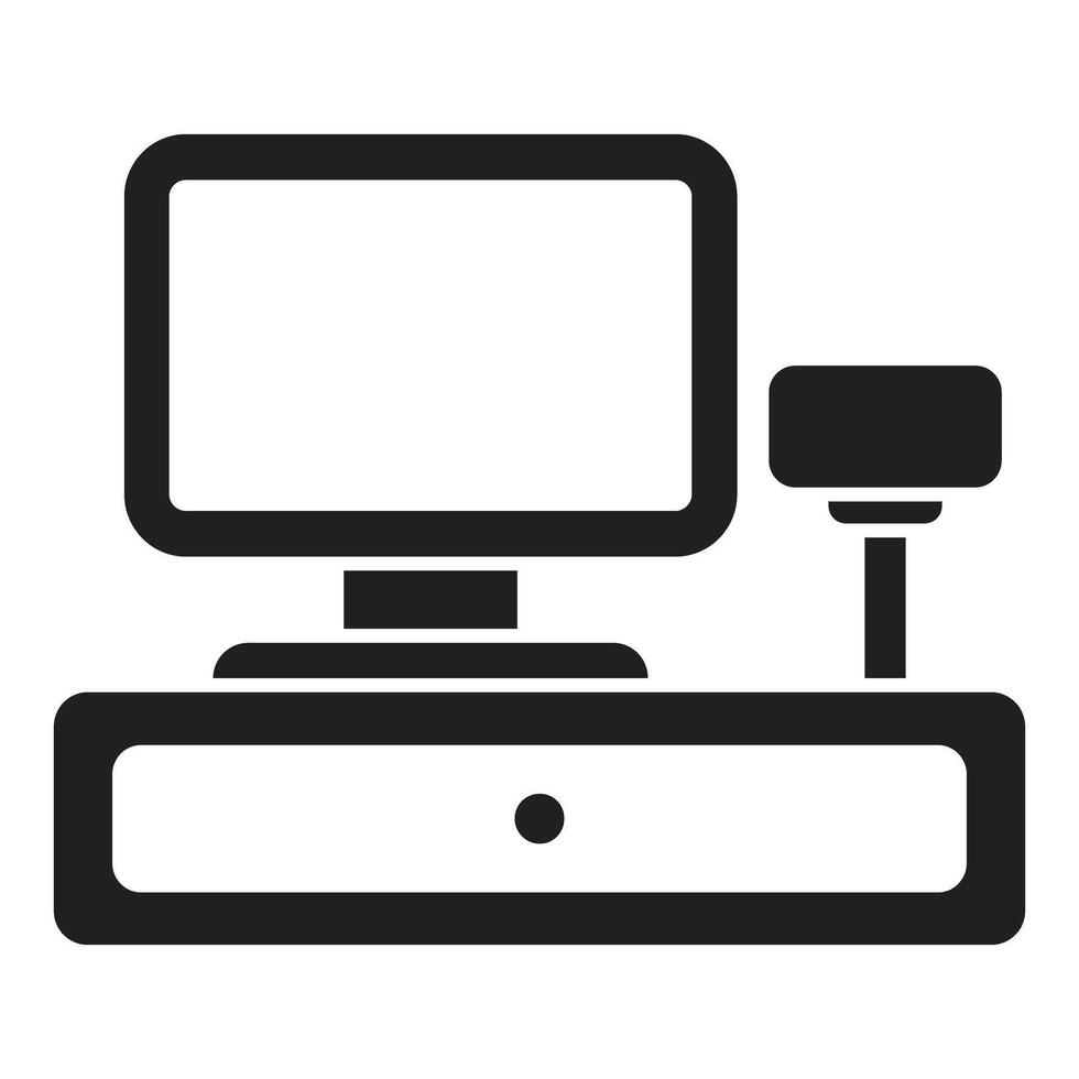 Cash register machine with monitor and card reader processing payment vector