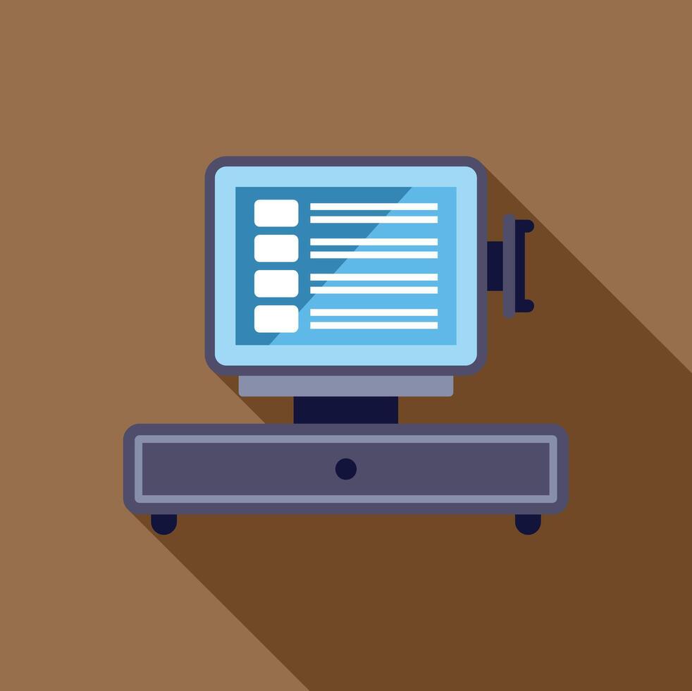 Cash register displaying shopping items and total price vector