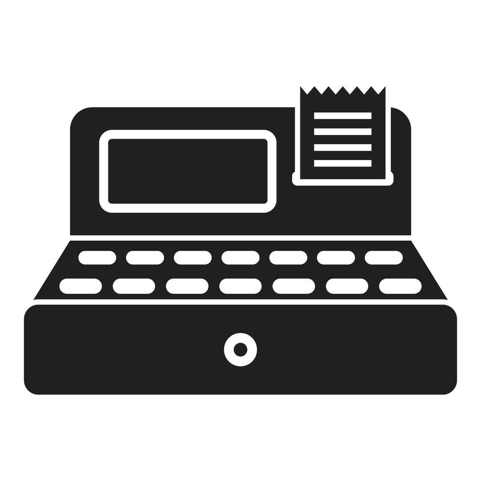 Cash register printing receipt, retail payment processing system vector
