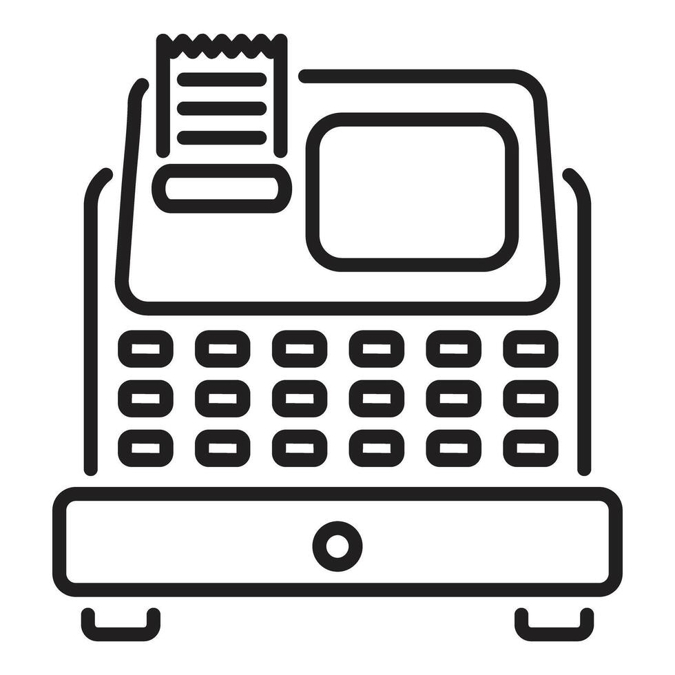 Cash register printing receipt icon showing retail transaction vector