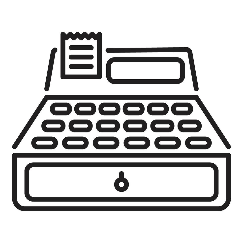 Cash register with receipt printing showing retail transaction vector