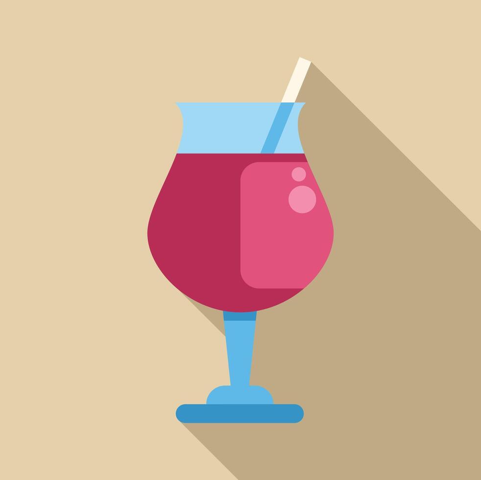 Hurricane glass containing a pink cocktail with a straw and bubbles vector