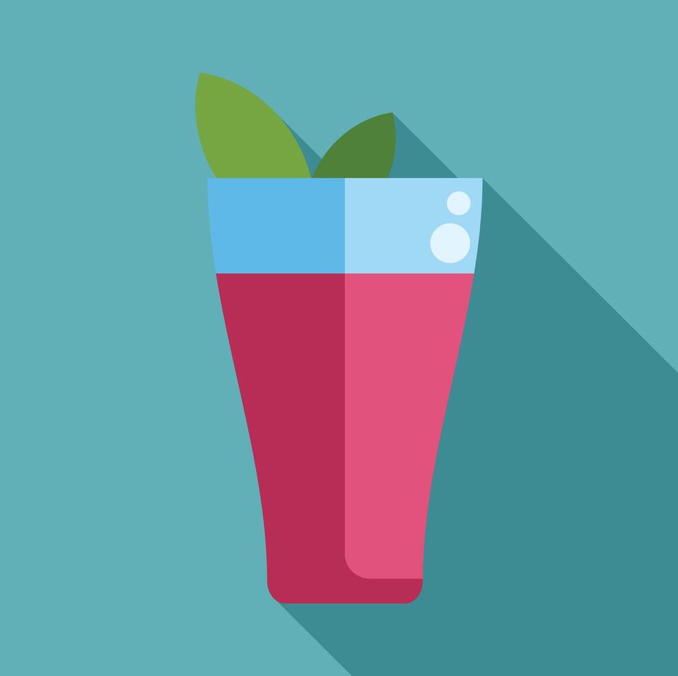 Refreshing pink juice with mint leaves in a glass with a long shadow vector