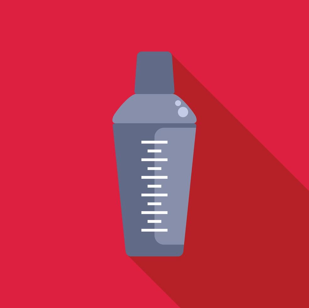 Cocktail shaker on red background, bartending equipment for mixing drinks vector