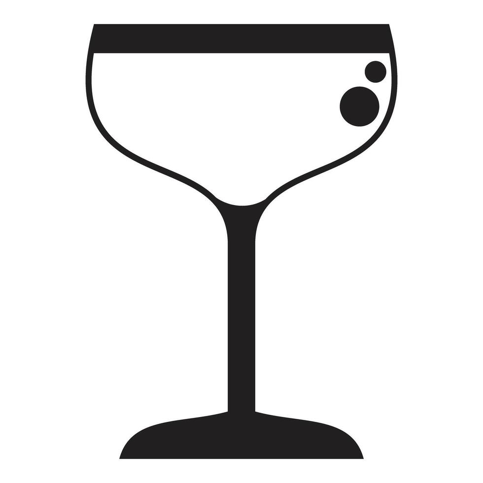 Coupe glass silhouette with bubbles rising to the surface vector