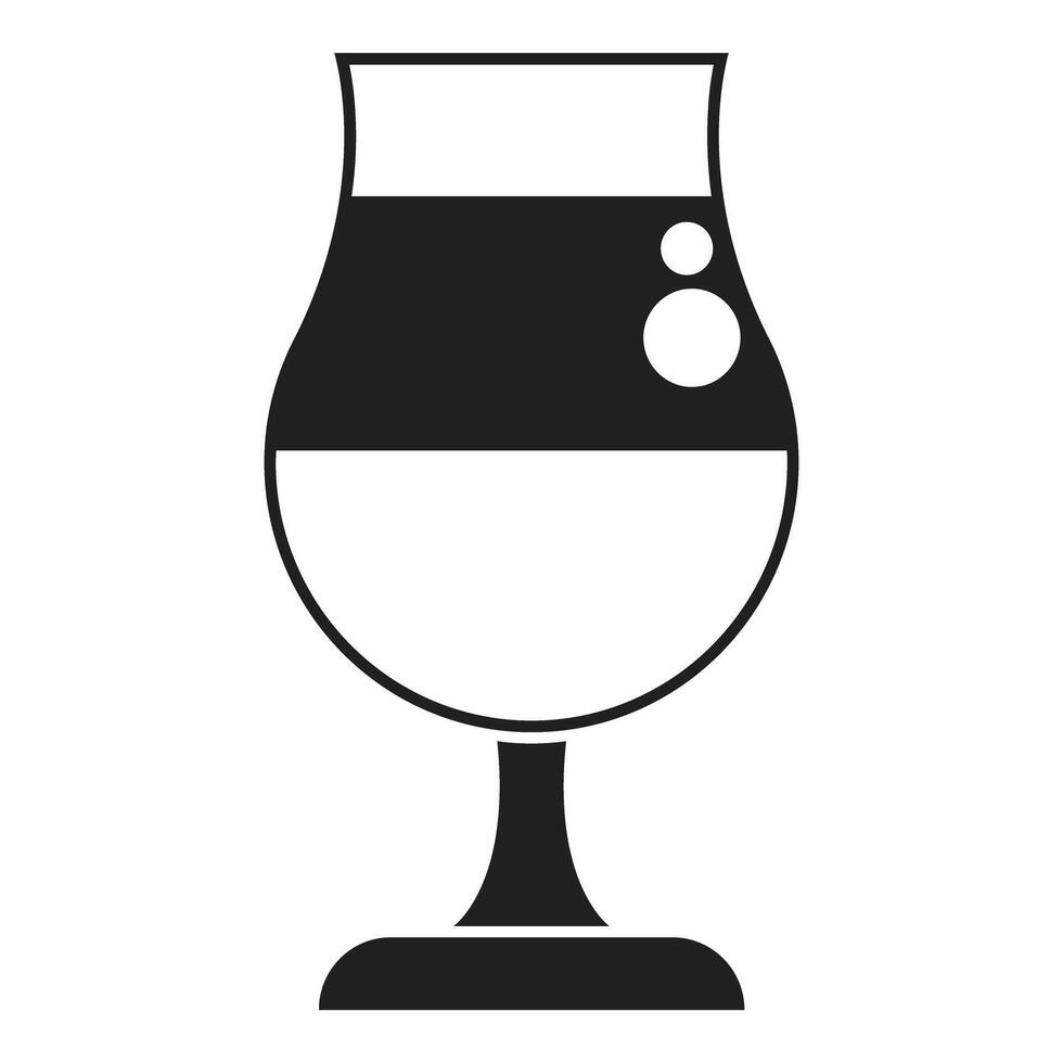 Stemmed glass containing layered cocktail with bubbles rising to surface vector