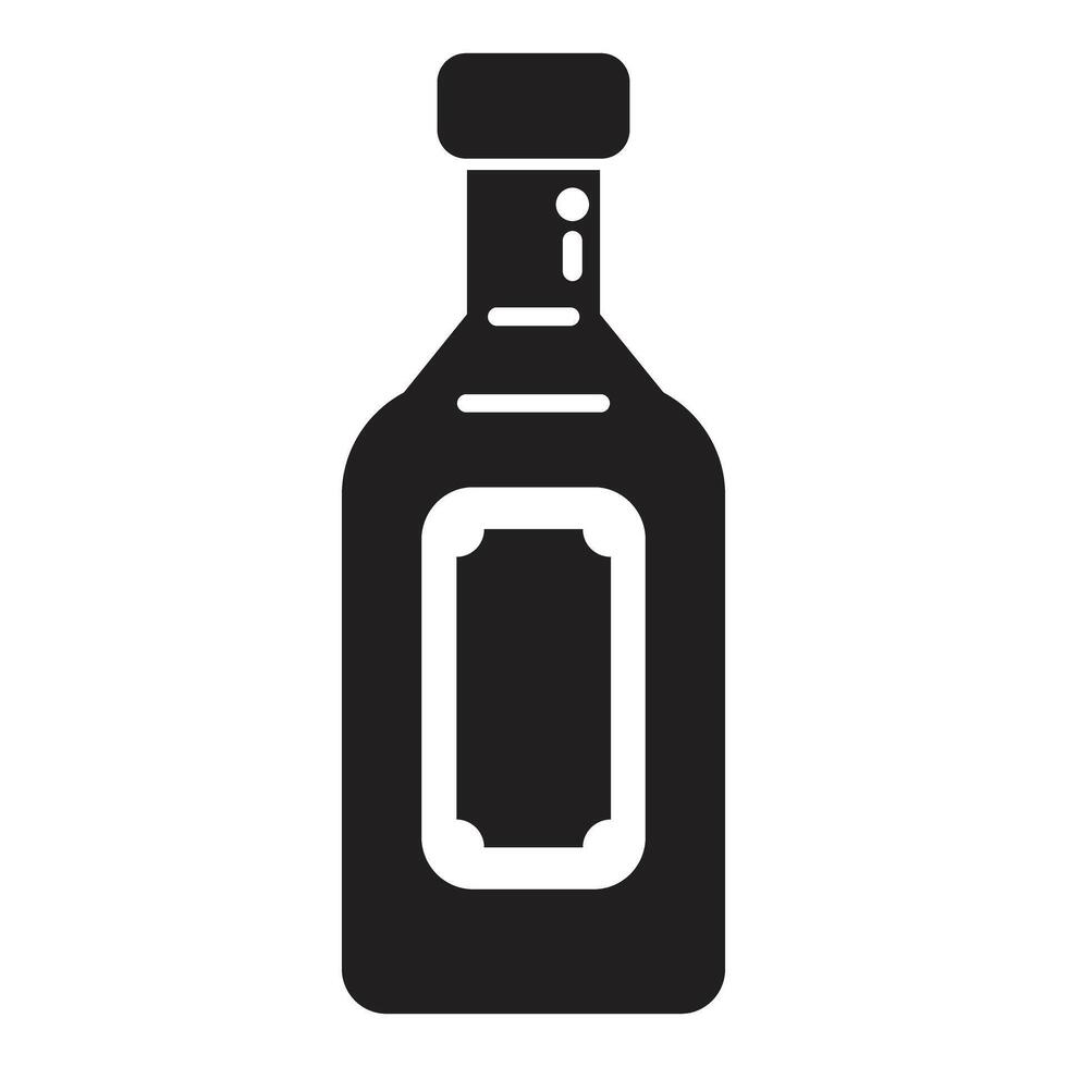 Closed bottle containing liquid with blank label and cap vector