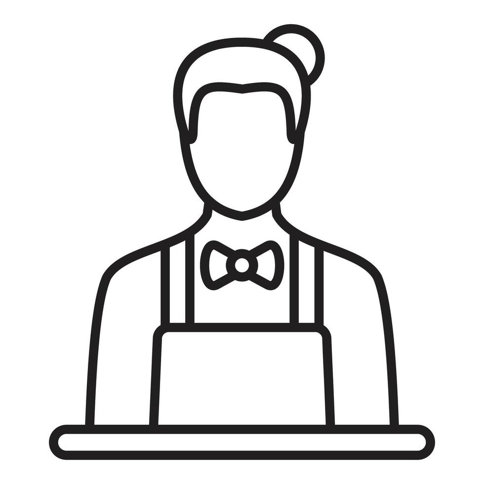 Barista wearing bow tie and apron standing at the counter vector