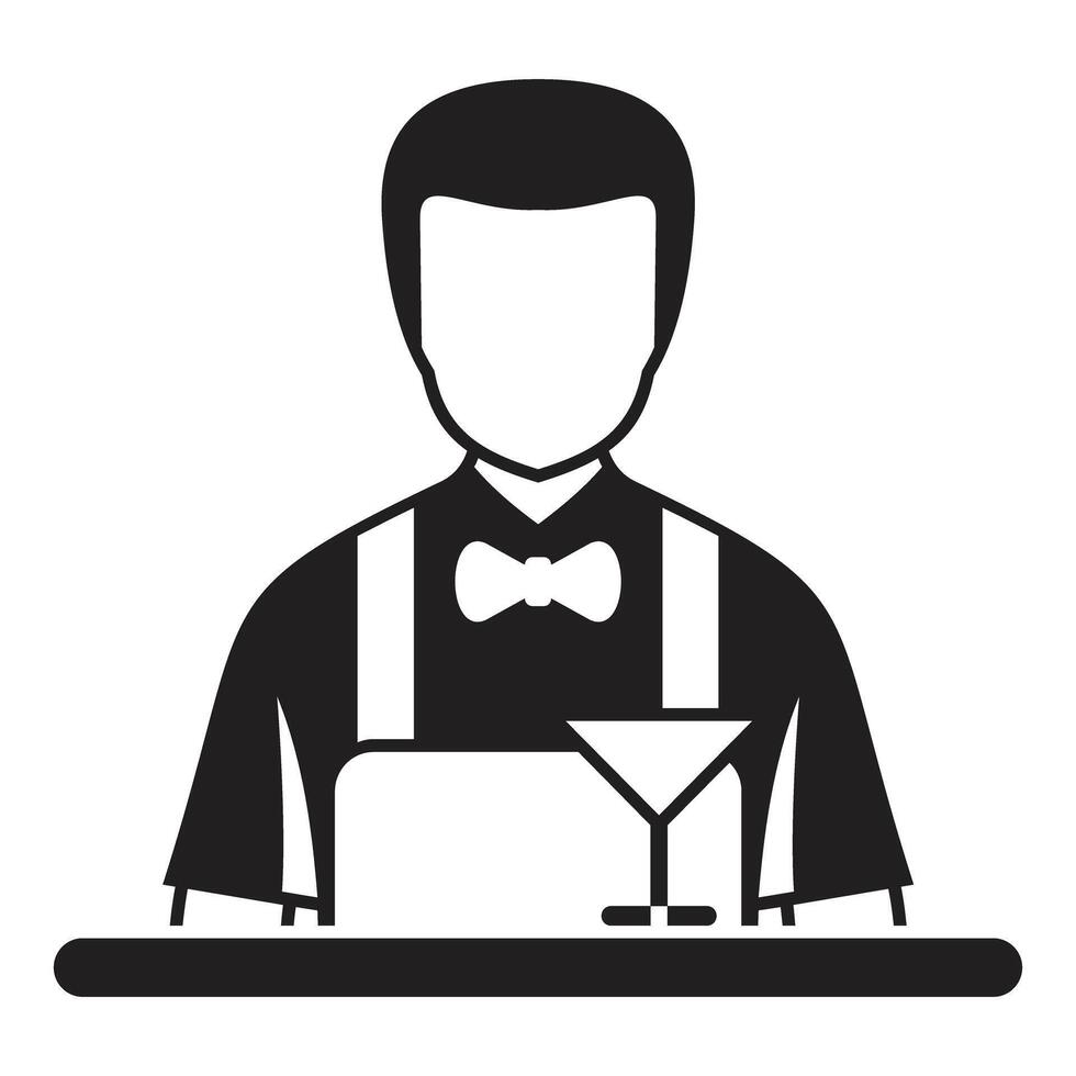 Bartender preparing cocktail behind bar counter icon glyph style vector