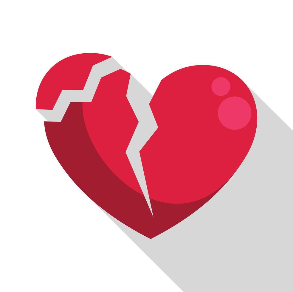 Broken heart showing crack representing end of love and suffering vector