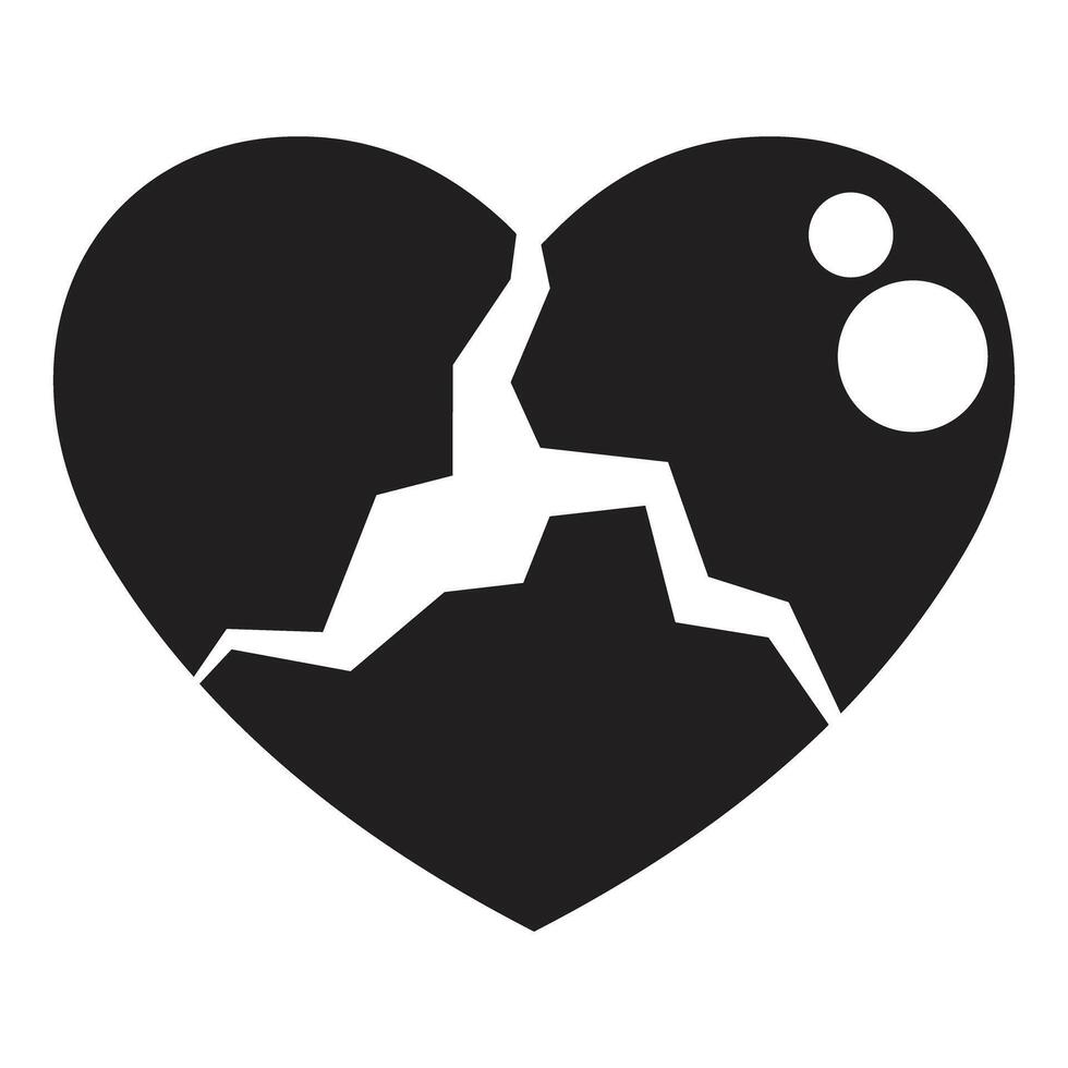 Broken heart showing sadness and end of love vector