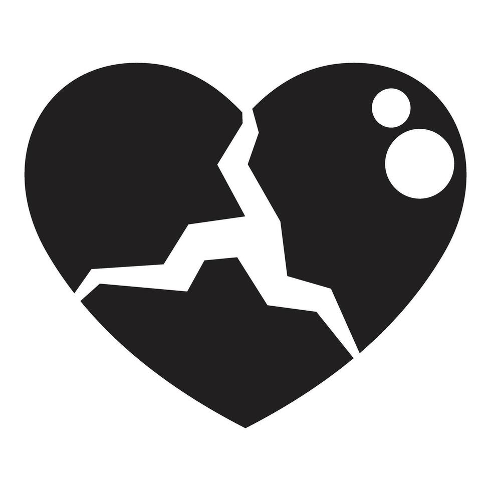Black broken heart showing end of love and relationship vector
