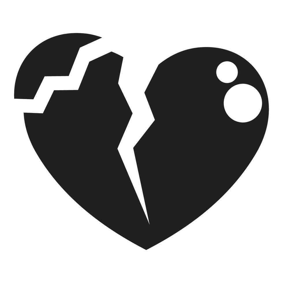 Broken heart symbolizing sadness and lost love on white background vector