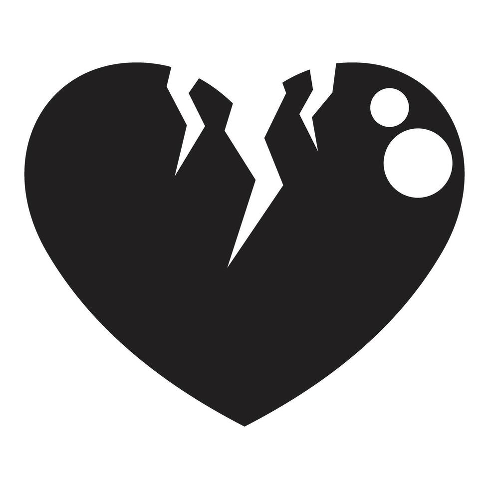Broken heart showing unrequited love and sadness vector