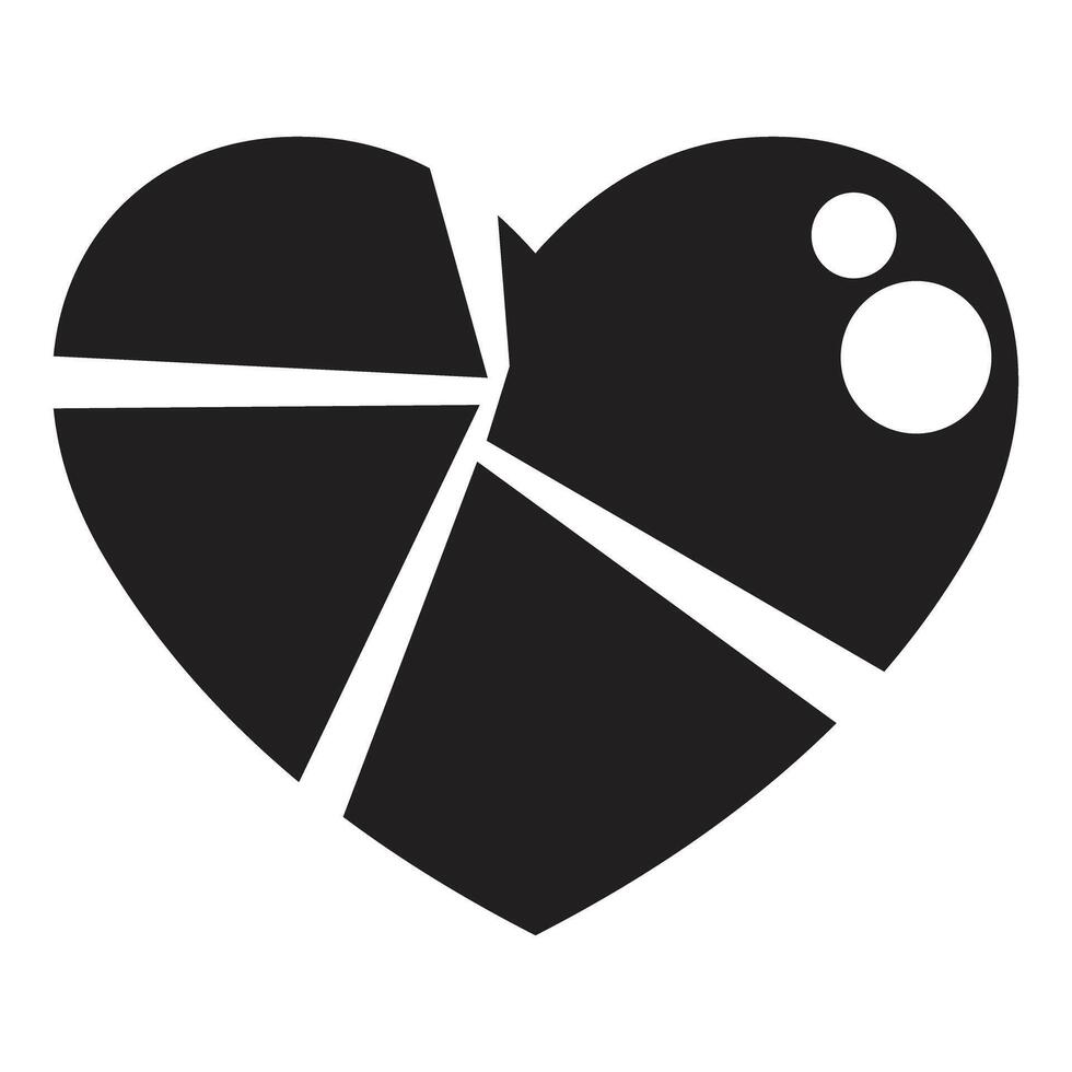 Heart shaped pie chart representing love data analysis vector