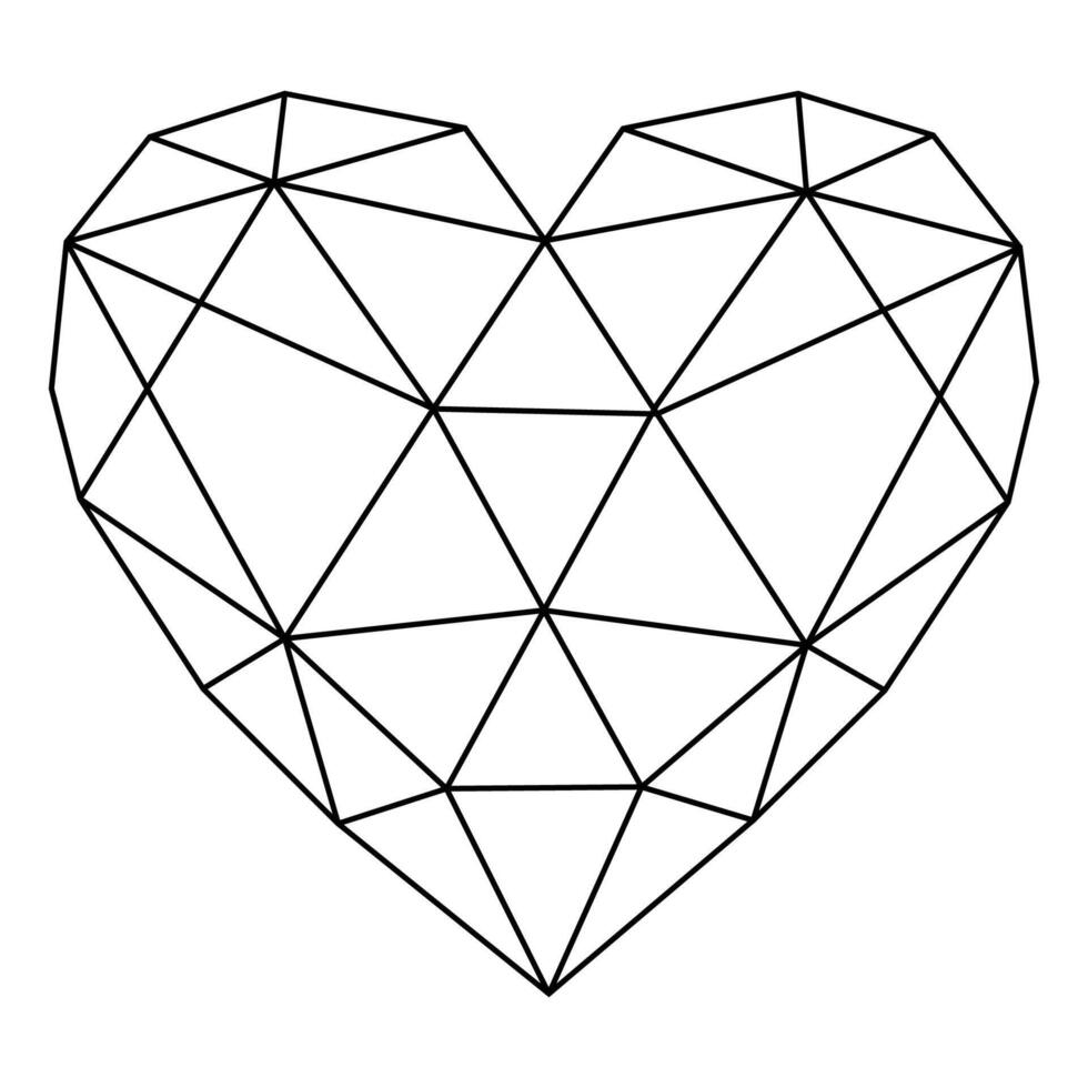 heart shape low polygon line art vector