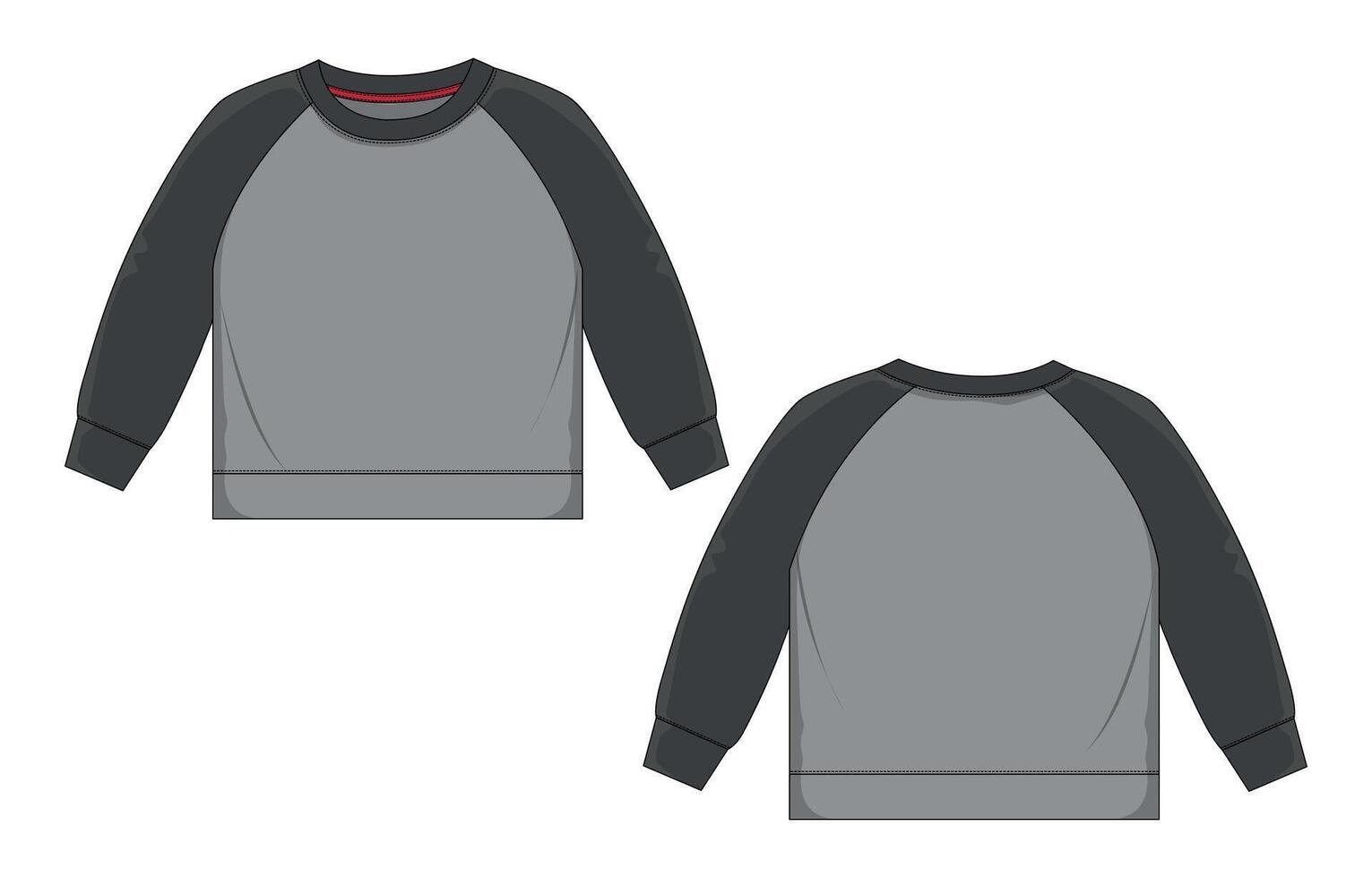 Two tone Color long sleeve sweatshirt template front and back isolated on white back vector