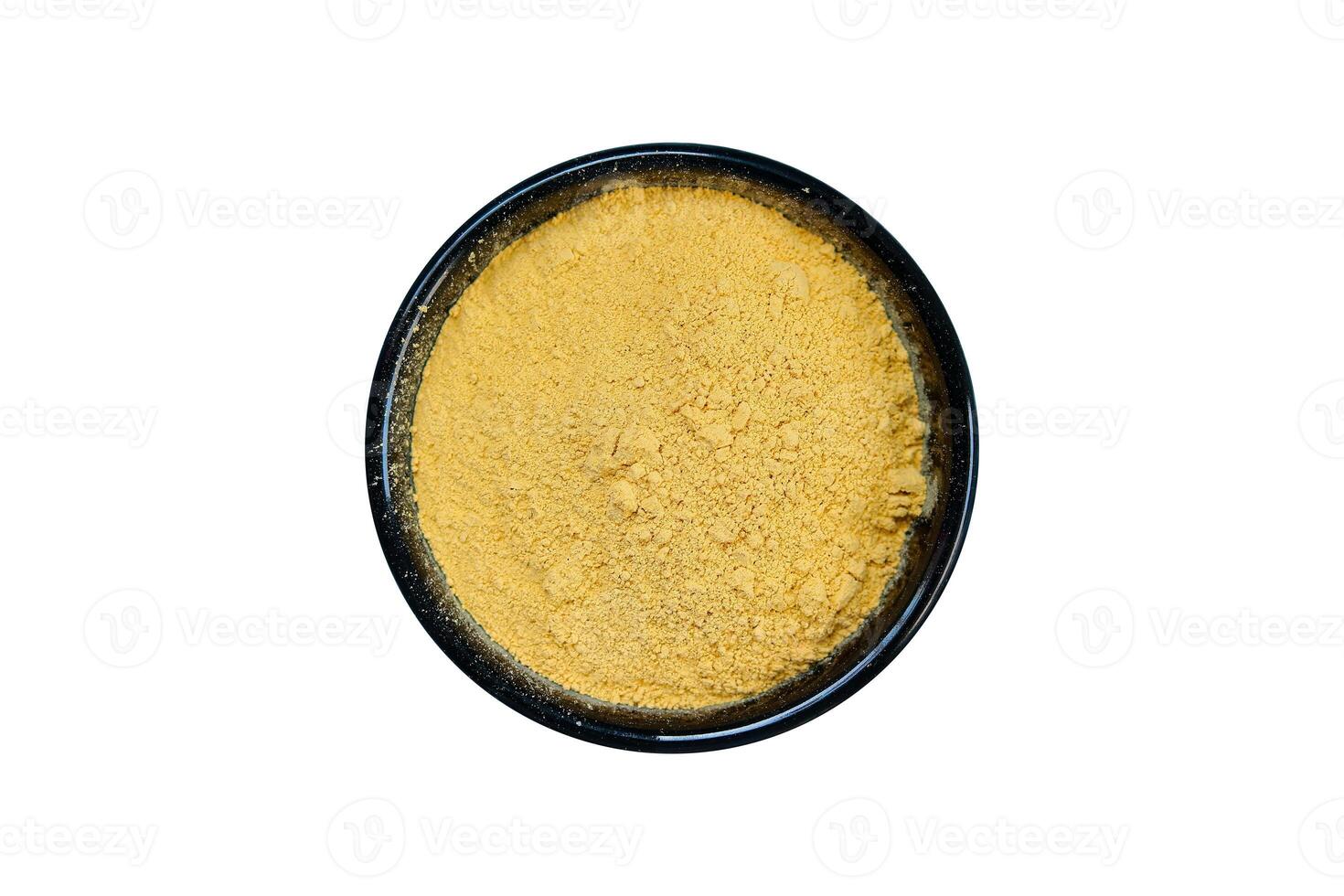 Fuller's earth in a bowl isolated on a white background. Top view. photo