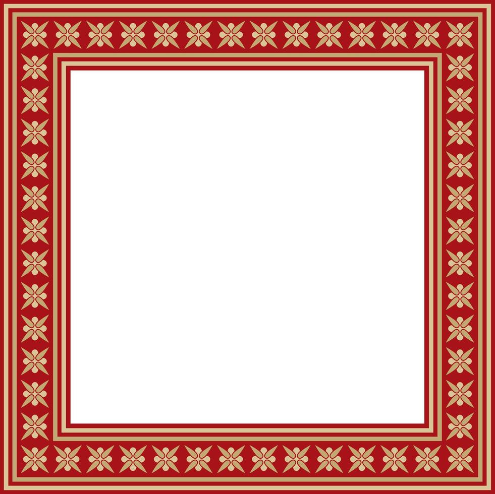 ector gold and red square classic byzantine ornament. Rectangle, border, Ancient Greece, Eastern Roman Empire frame vector