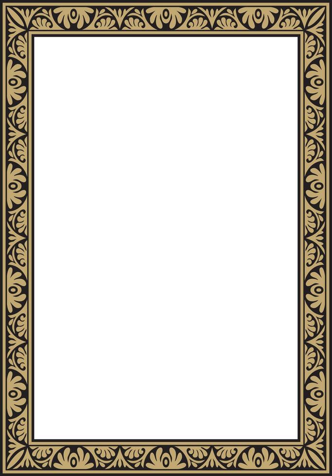 gold and black square classic byzantine ornament. Rectangle, border, Ancient Greece, Roman Empire frame vector