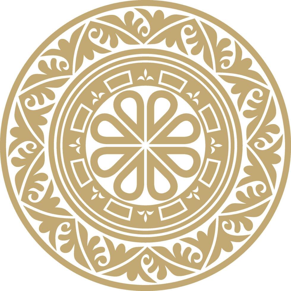Golden round classic byzantine ornament. Circle, ring, border, Ancient Greece,Roman Empire frame vector