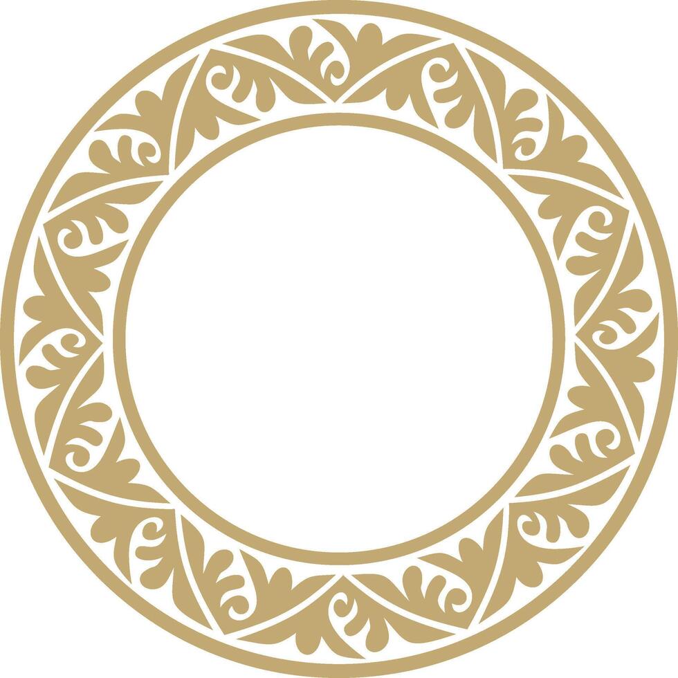 Golden round classic byzantine ornament.Circle, ring, border, Ancient Greece, Roman Empire frame vector