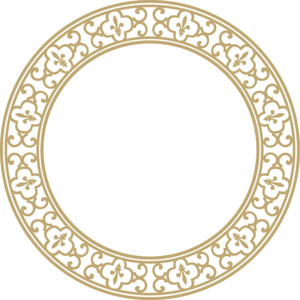 golden round classic renaissance ornament. Circle, ring, european border vector