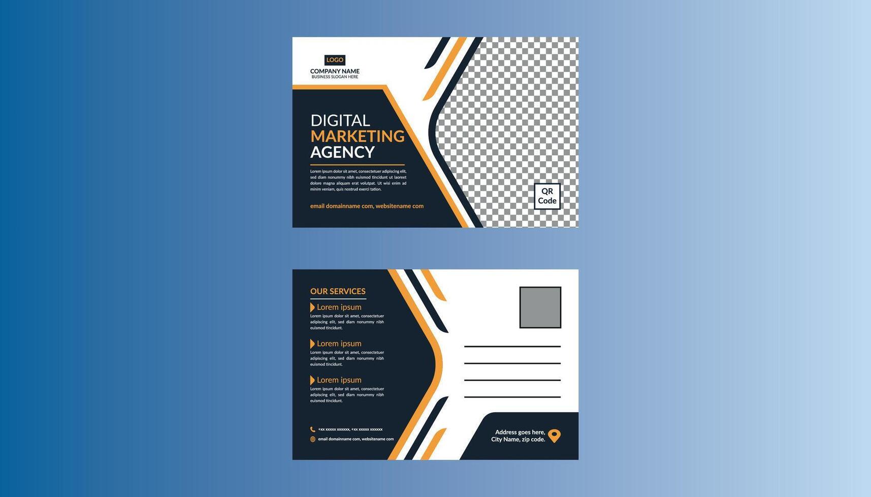 Modern Post Card Design. Innovative Layout Display for Promotional Campaign. vector