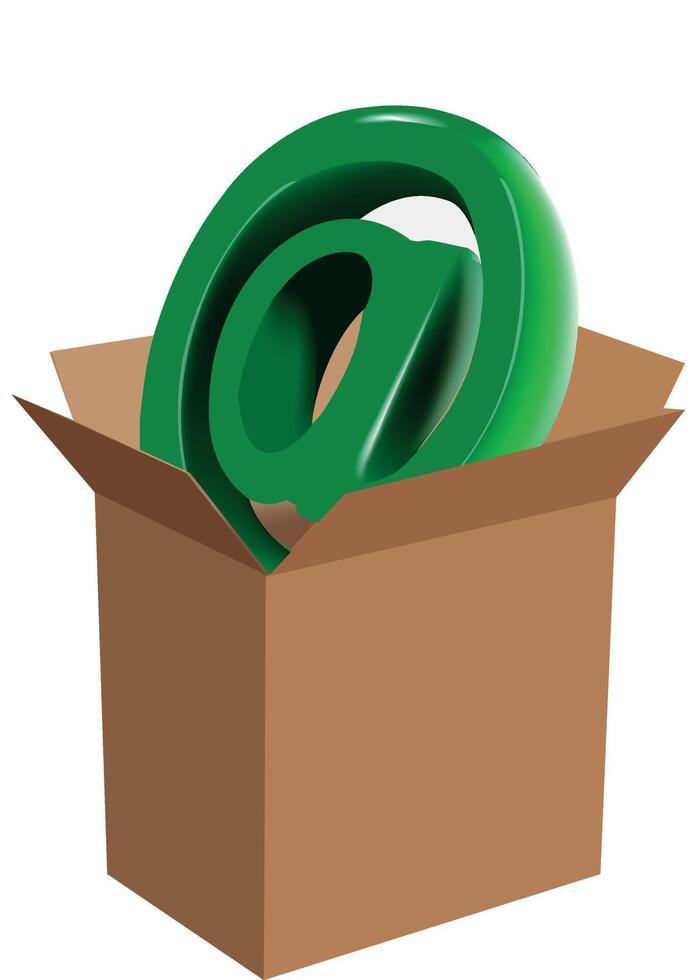 An email sign in a box with a green symbol vector