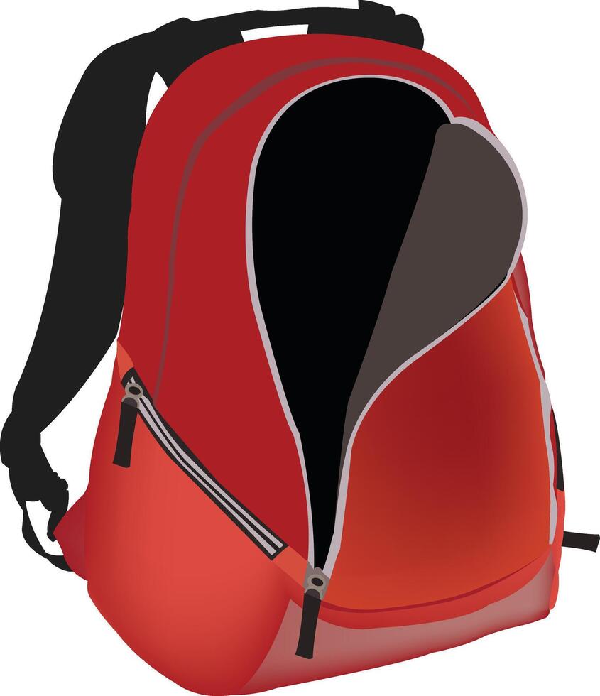 A red backpack with a black zipper vector