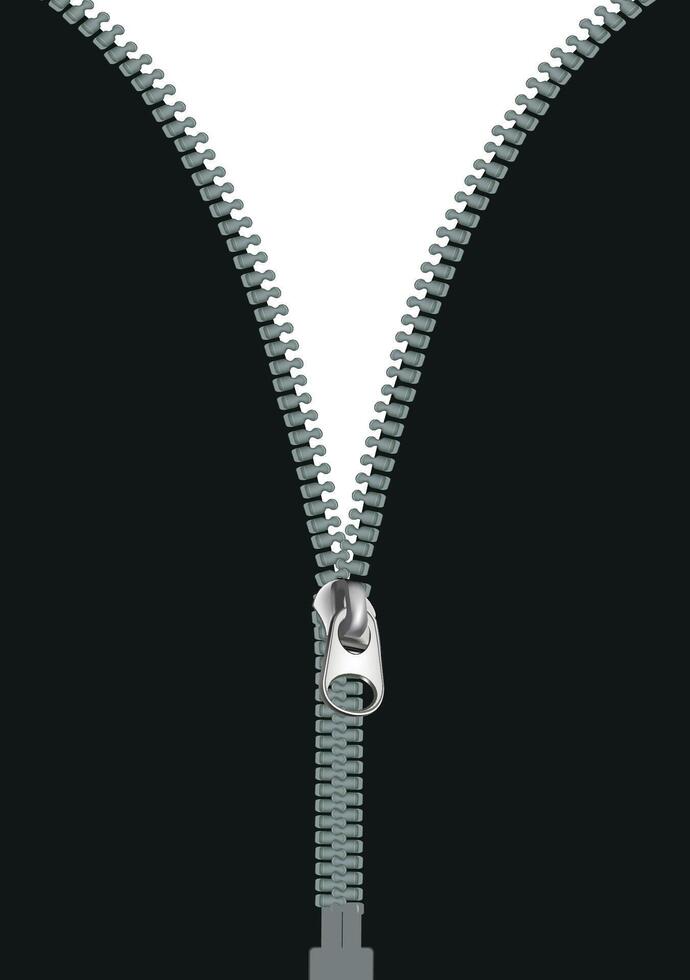 Zipper is partly unzipped separating black and white backgrounds vector