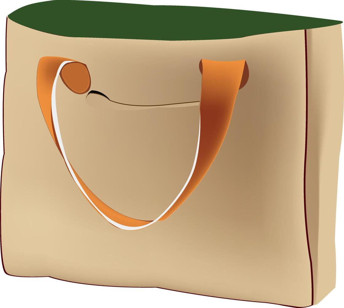 A brown shopping bag with an orange handle vector