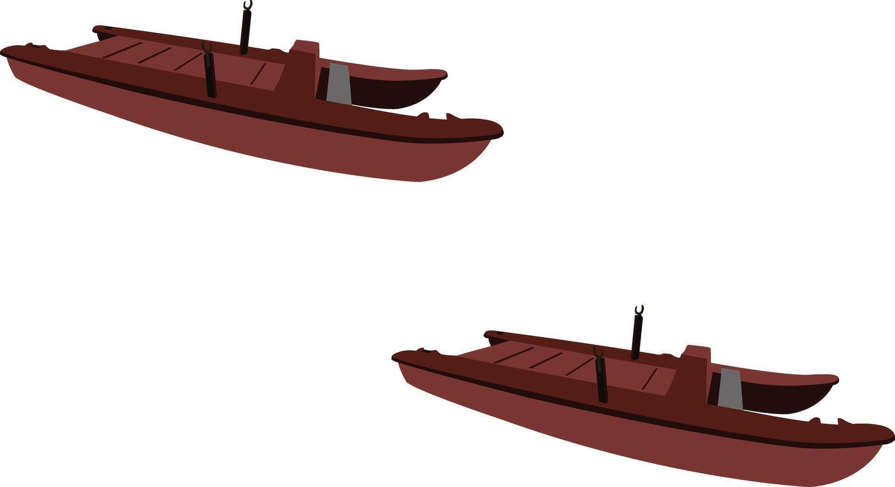 Two boats are shown in different positions vector