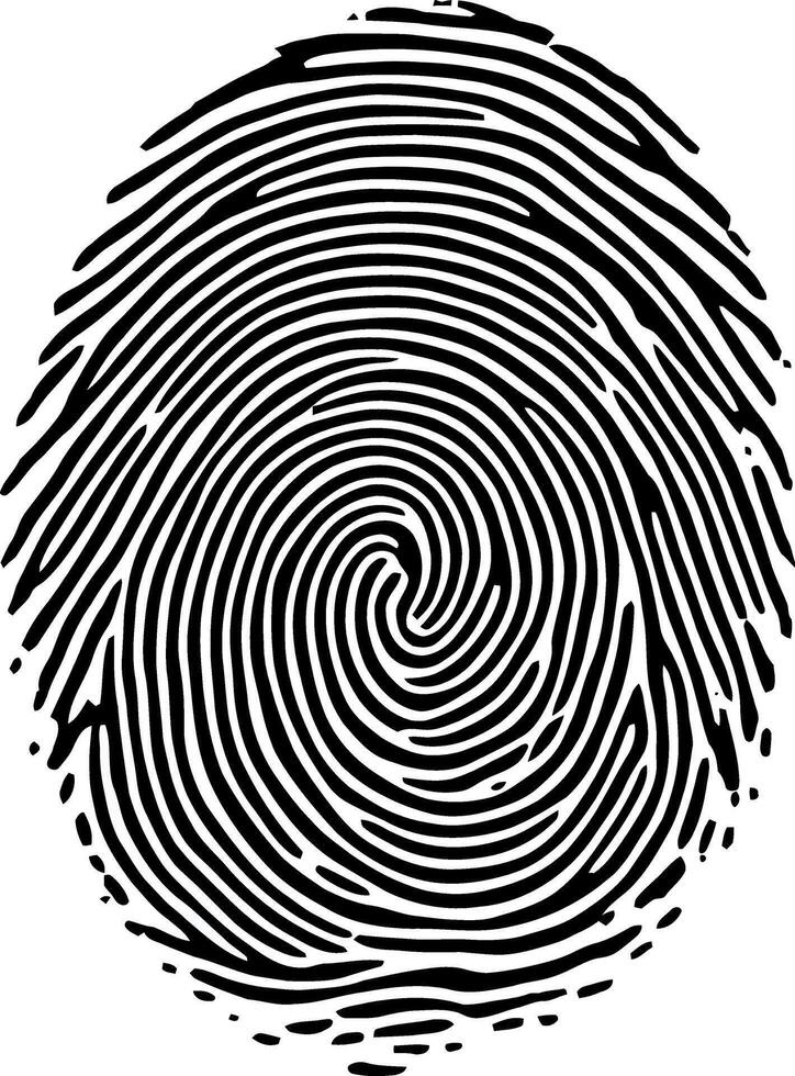 Detailed black and white fingerprint illustration vector