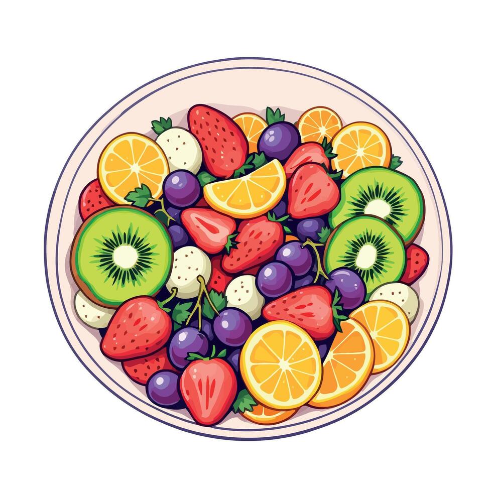 Fresh fruit platter overflowing with colorful and healthy delights vector