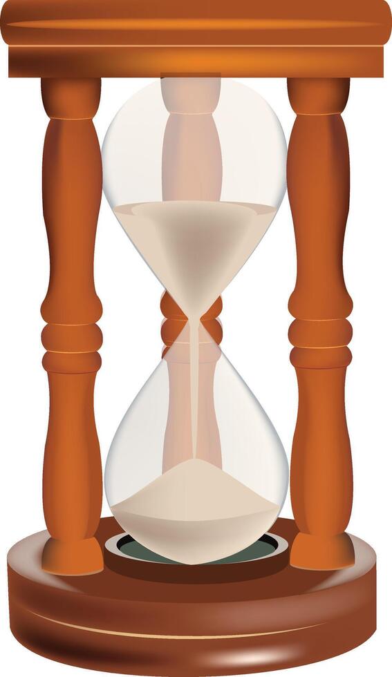 An hourglass with sand on a wooden stand vector