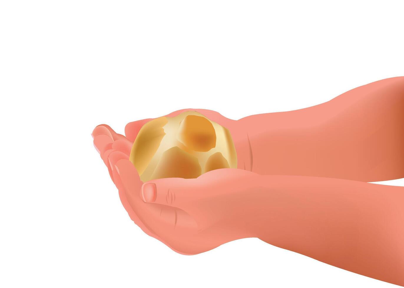 A hand holding a piece of gold vector