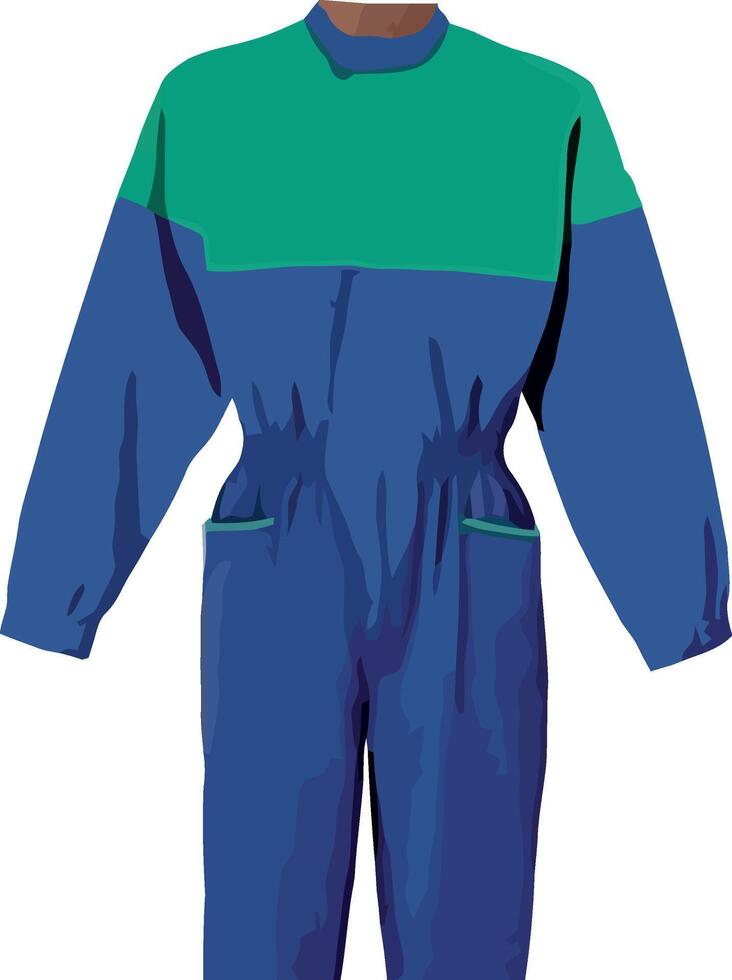 Blue coverall with green trim vector