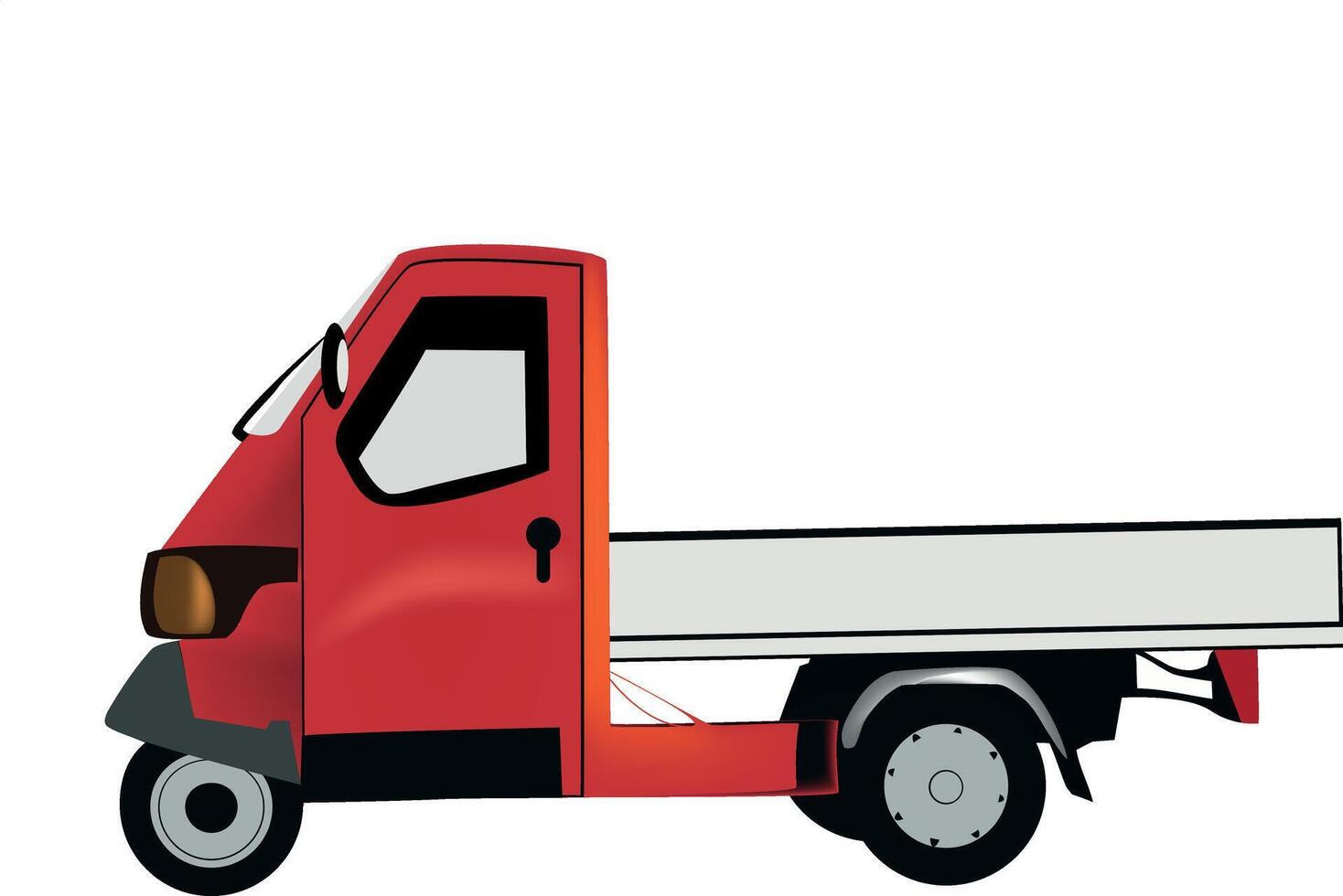 A red truck with a flat bed on a white background vector