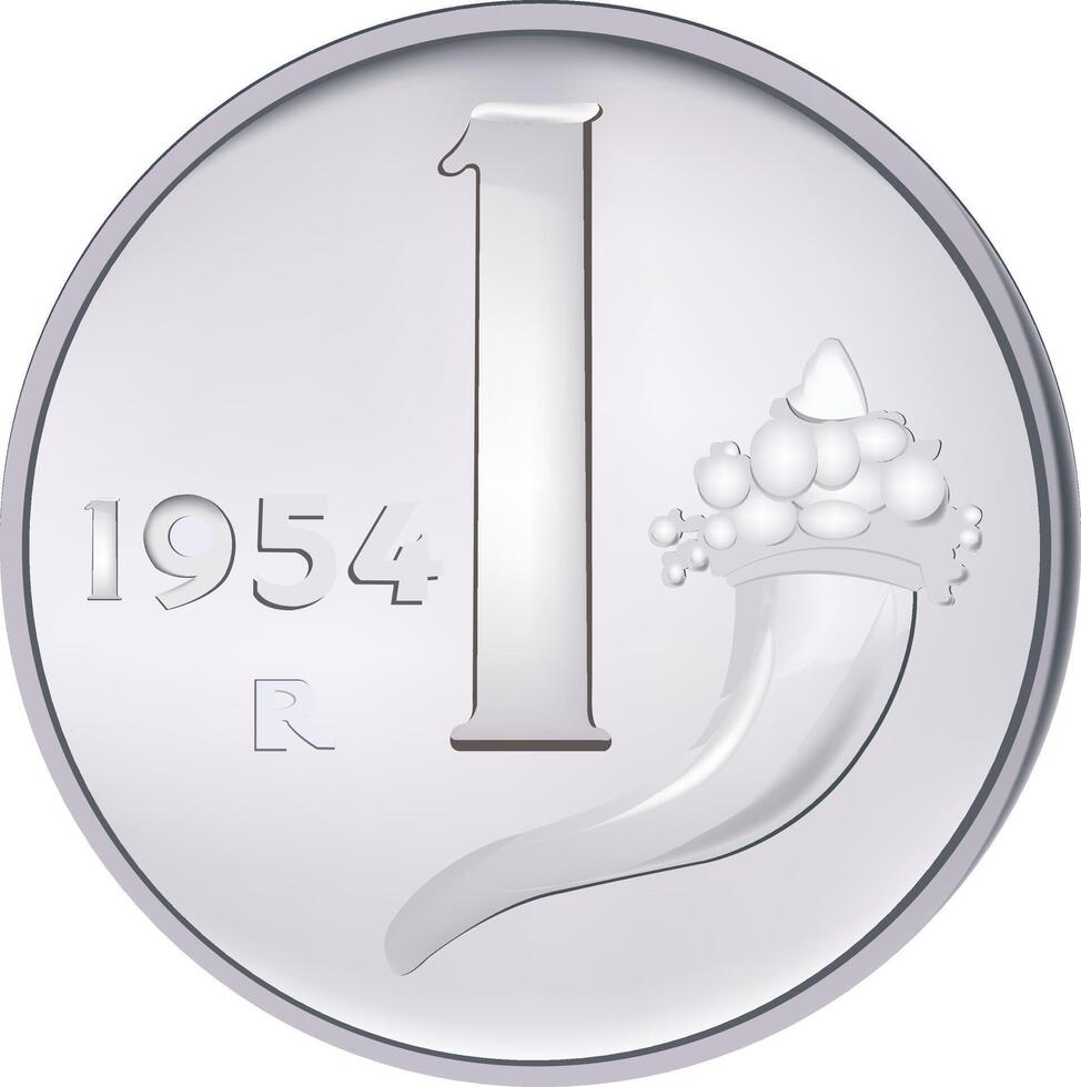 A coin with the number one on it vector