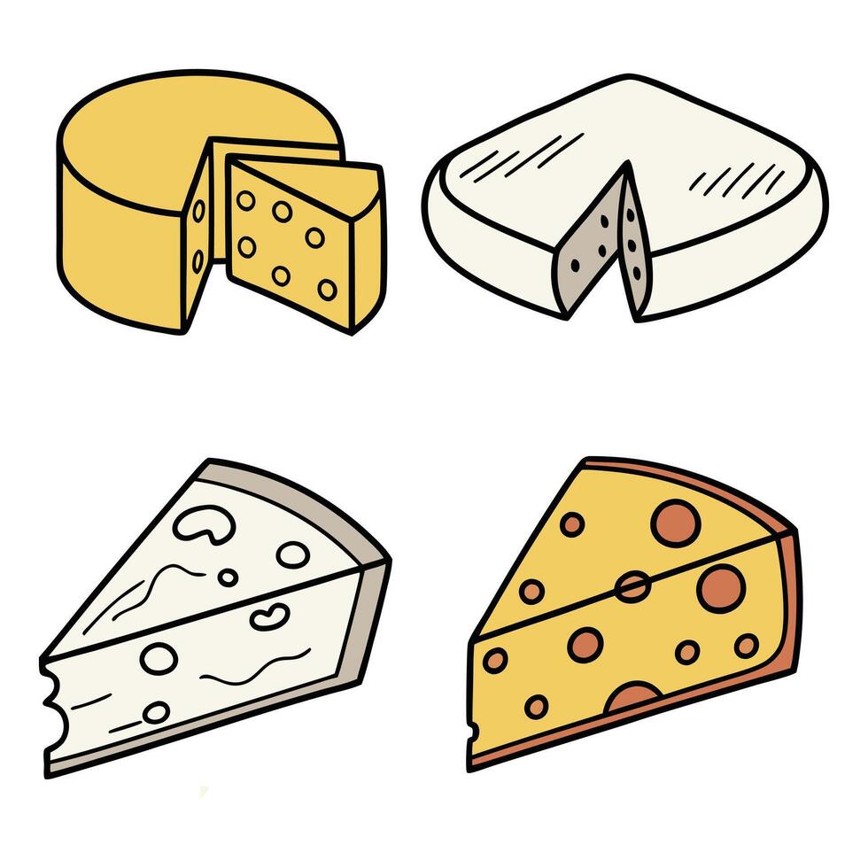 Cheese Slices Set isolated vector