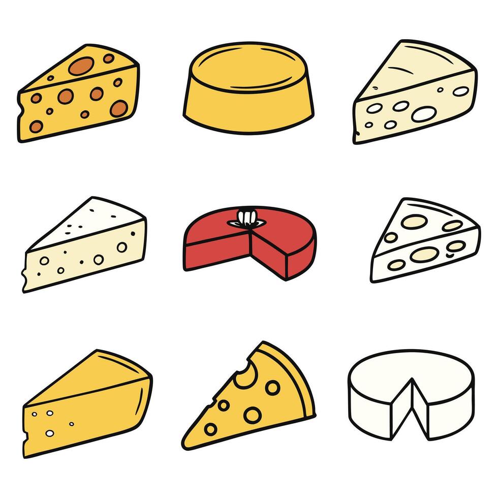 Cheese Slices of Set isolated vector