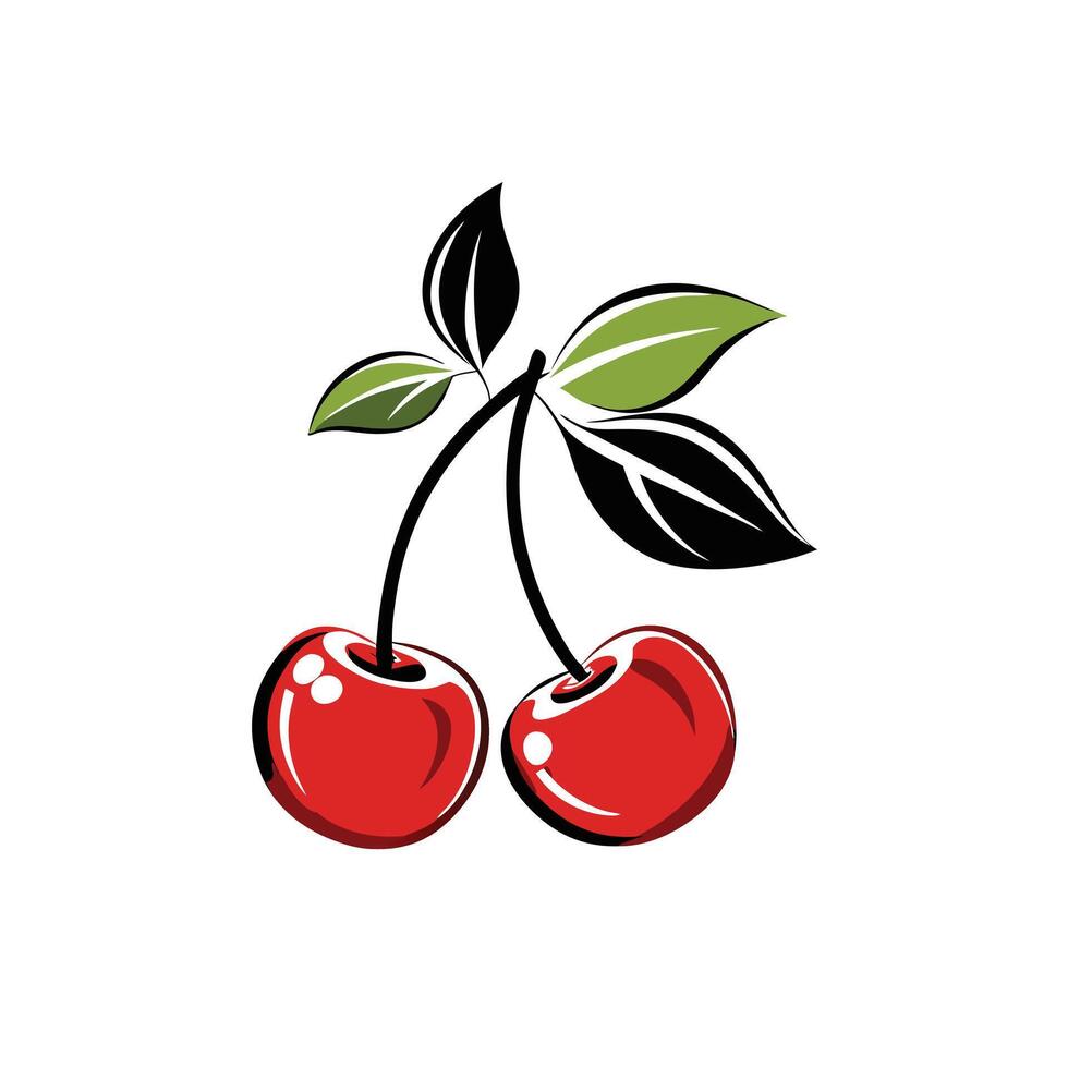 Fresh Cherry with Leaves Isolated Illustration of Sweet and Vibrant vector
