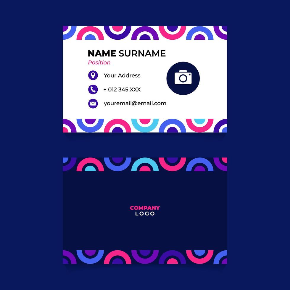 Name Card Design with Circular Shape Frame vector