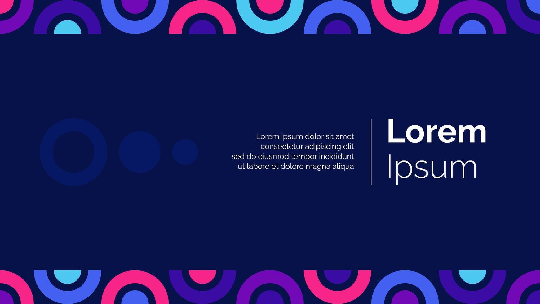 Abstract geometric background with colorful circular shape and a dark navy backdrop. Modern design vector