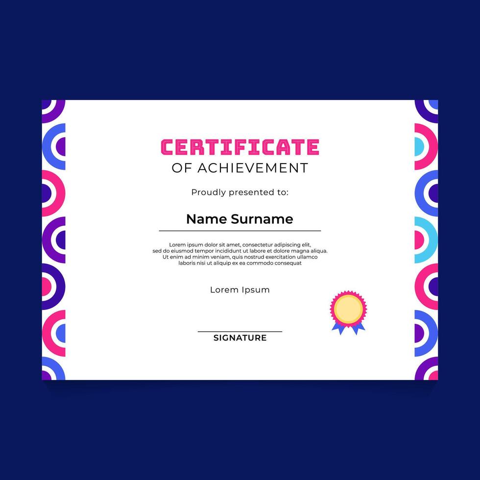 Certificate Template Design with Circular Shape Frame vector