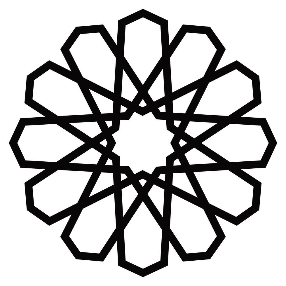 Islamic ornament pattern shape graphic design. Decorative outlined Islamic geometric ornamental shape pattern illustration. vector