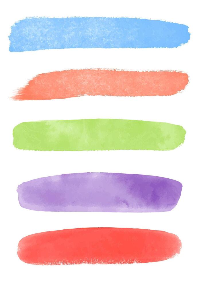 Collection of hand painted pastel coloured watercolour brush strokes vector